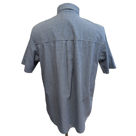 Chemise CHAPS Homme M à Carreaux Bleus et Blancs Manches Courtes Easy Care