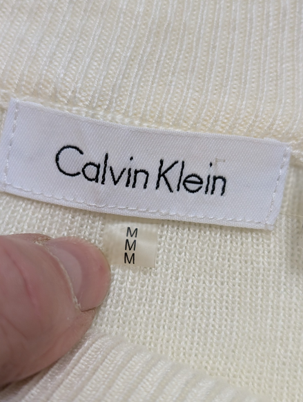 Pull Calvin Klein vintage blanc crème boutons dorés femme taille M