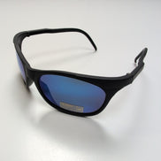 Lunettes de soleil Masque Noir Mat Verres Iridium Bleu Miroir Y2K