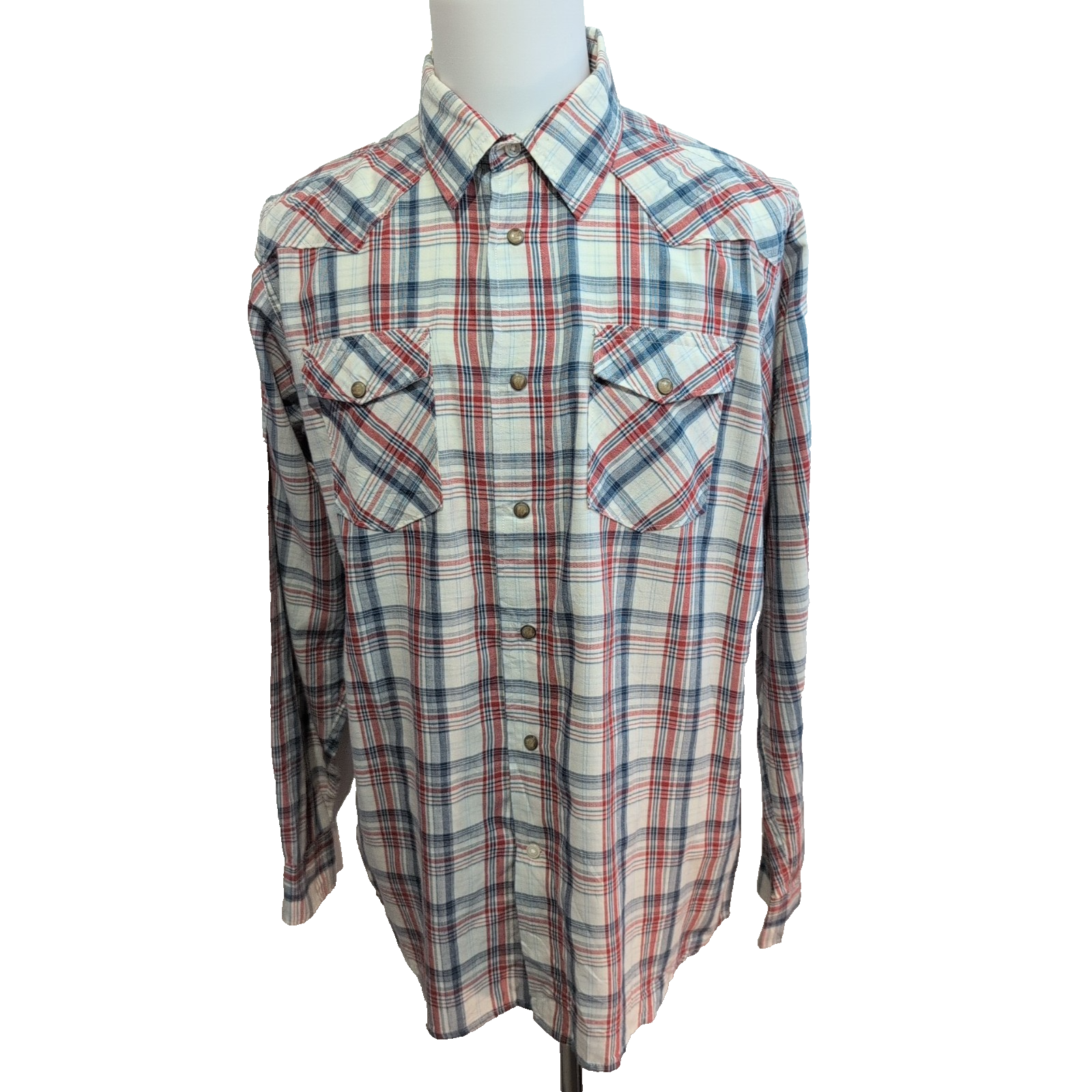 Chemise WRANGLER Western à Carreaux avec Poches Manches Longues - Taille L