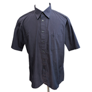 Chemise YVES SAINT LAURENT XL Bleu Marine Unie Logo Brodé Manches Courtes