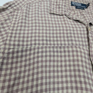 Chemise Polo Ralph Lauren LIN Caldwell M Bordeaux Crème Coton manches courtes