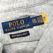 Chemise Ralph Lauren XXL Knit Dress Shirt Gris Chiné Jersey Coton QR Code
