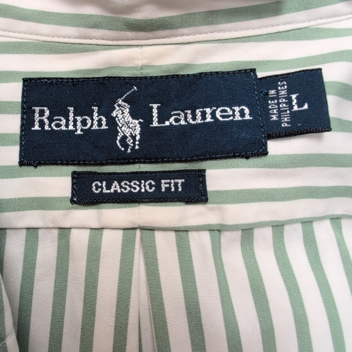 Chemise Ralph Lauren Classic Fit L Rayures Vertes Manches Longues