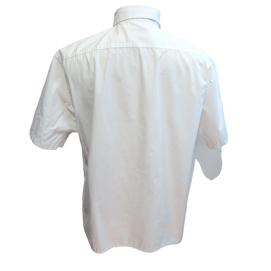 Chemise Yves Saint Laurent XL Blanche Logo Brodé Manches Courtes Poche