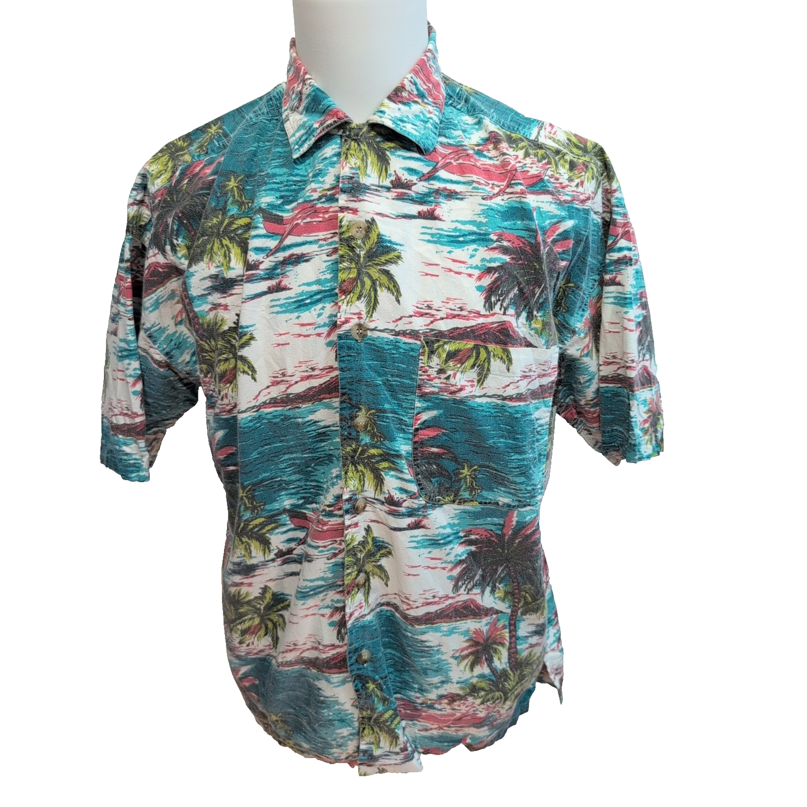 Chemise Hawaïenne Ocean Pacific M Coton Palmiers Tropical manches courtes