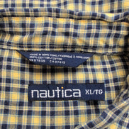 Nautica chemise flanelle manches courtes jaune bleu carreaux taille XL XXL