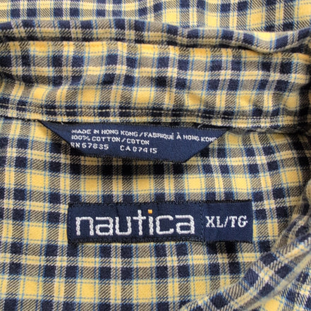 Nautica chemise flanelle manches courtes jaune bleu carreaux taille XL XXL