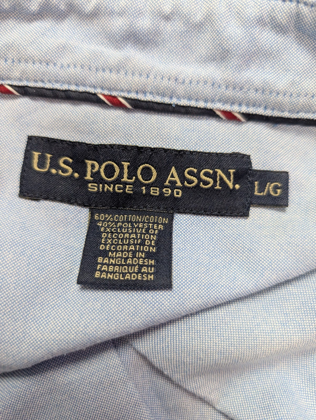 Chemise U.S. Polo ASSN bleu clair uni manches longues 1 poche taille L