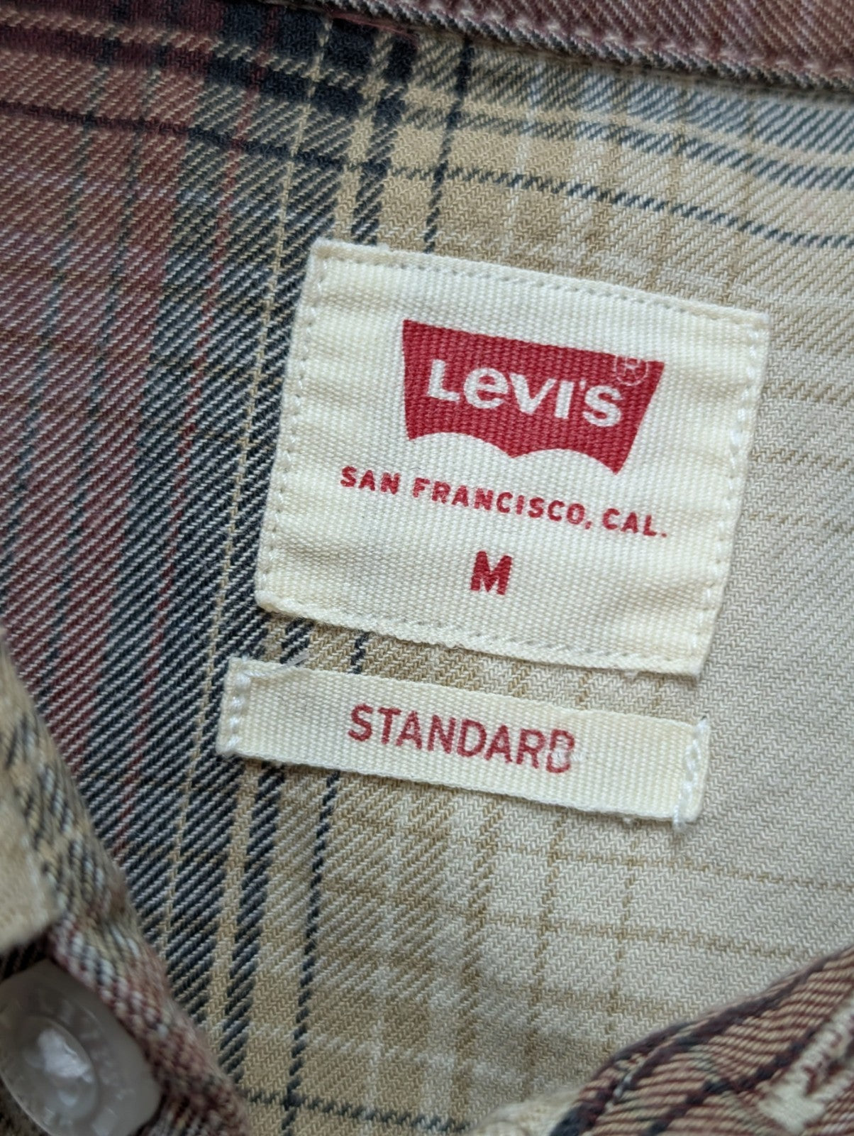 Chemise LEVI'S Western Carreaux Bordeaux et Crème Manches LonguesTaille M