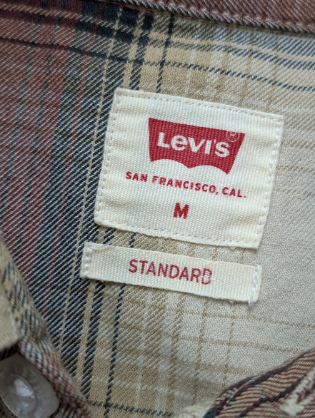 Chemise LEVI'S Western Carreaux Bordeaux et Crème Manches LonguesTaille M