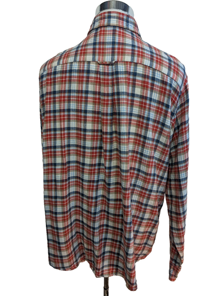CHAPS Flanelle Rouge Bleu XL Logo Brodé VINTAGE 100% Coton | 310S