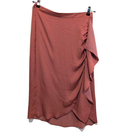 Jupe Femme T40 La Redoute Rouge Brique Fluide Volant Sans Étiquette