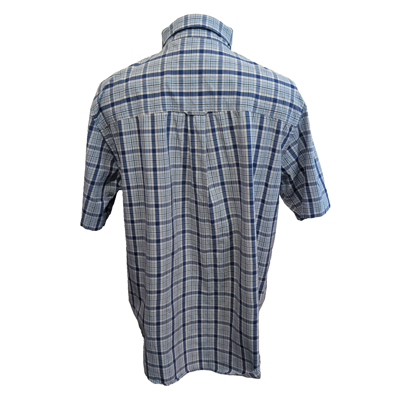 Chemise Chaps Easy Care bleue à carreaux manches courtes taille XL