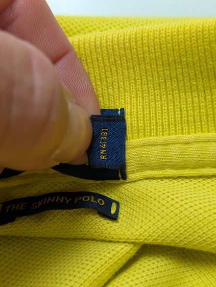 Polo manches courtes Polo Ralph Lauren femme jaune logo violet Skinny L
