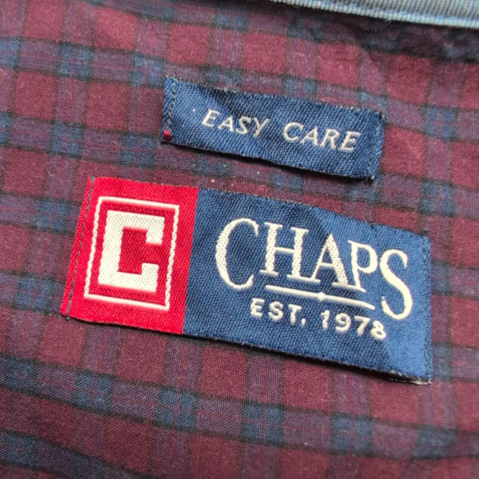 Chemise Chaps Easycare bordeaux foncé carreaux poche logo brodé XLTG