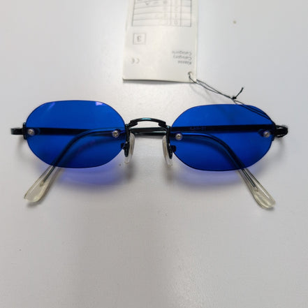 Bar-On® Lunettes de Soleil Ovales Bleues Y2K Branches Fines Métal Rimless