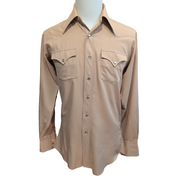 Chemise Western H Bar C Beige Vintage USA Boutons Pression Taille S