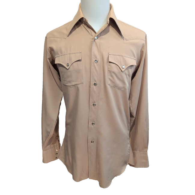 Chemise Western H Bar C Beige Vintage USA Boutons Pression Taille S