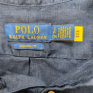 Chemise Ralph Lauren S Custom Fit 100% lin bleu marine logo rouge QR Code