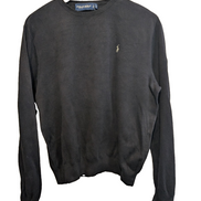 Pull Polo Ralph Lauren Golf noir col rond logo gris coton taille M