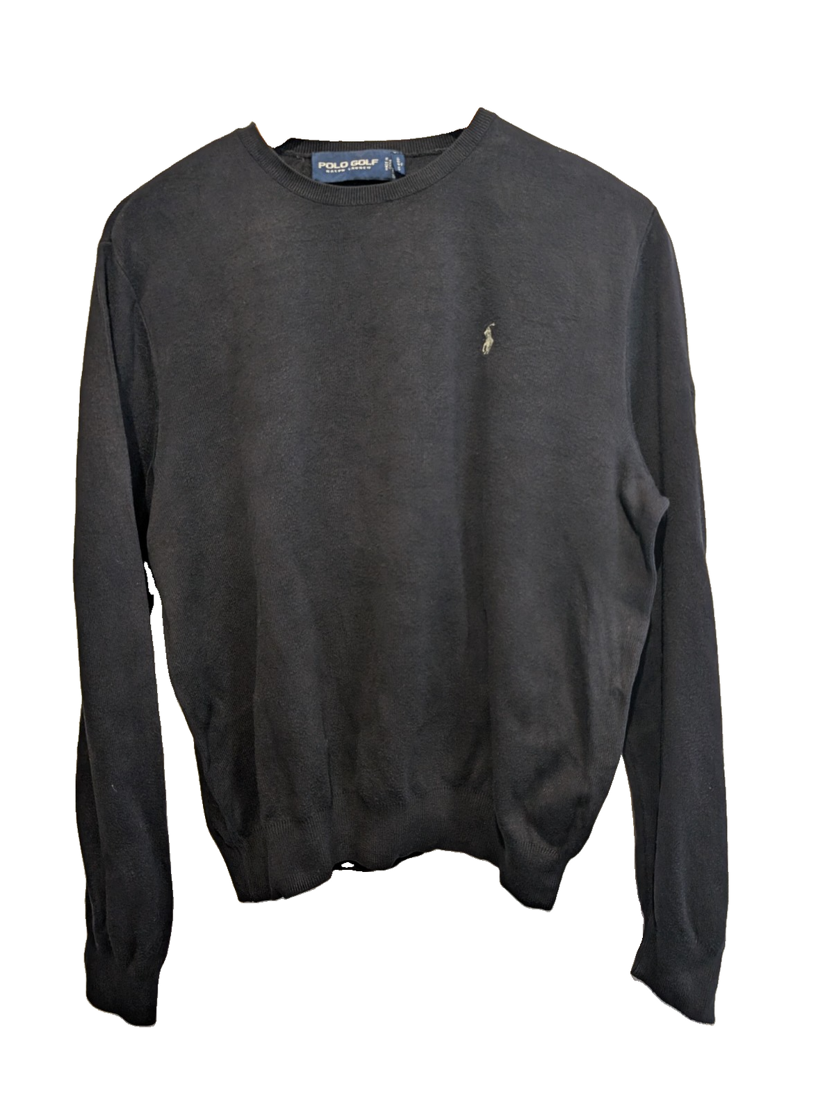 Pull Polo Ralph Lauren Golf noir col rond logo gris coton taille M