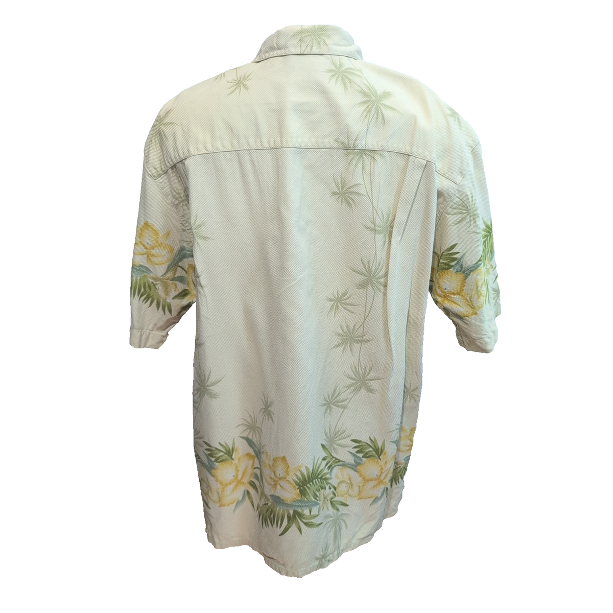 Chemise Hawaïenne Visitor Soie Blanc Cassé Floral Palmier XL