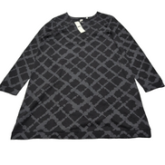 Robe HUE L Noire Motif Gris Manches Longues Douce Neuve Étiquette