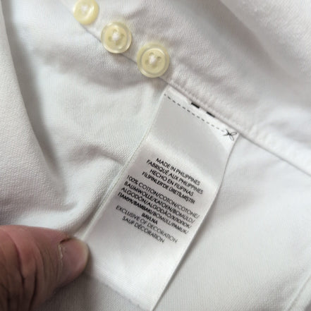 Chemise Ralph Lauren L Oxford Blanc Logo Marron Coton Manches longues