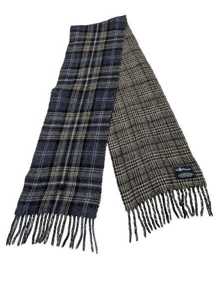 Écharpe Polo Ralph Lauren Réversible Carreaux Écossais & Gris Laine d'Agneau