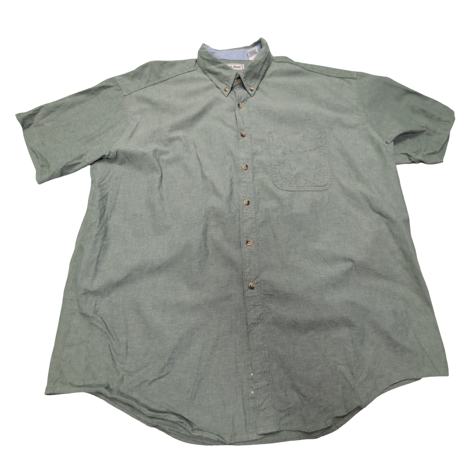Chemise L.L. Bean verte uni manches courtes homme taille XXL