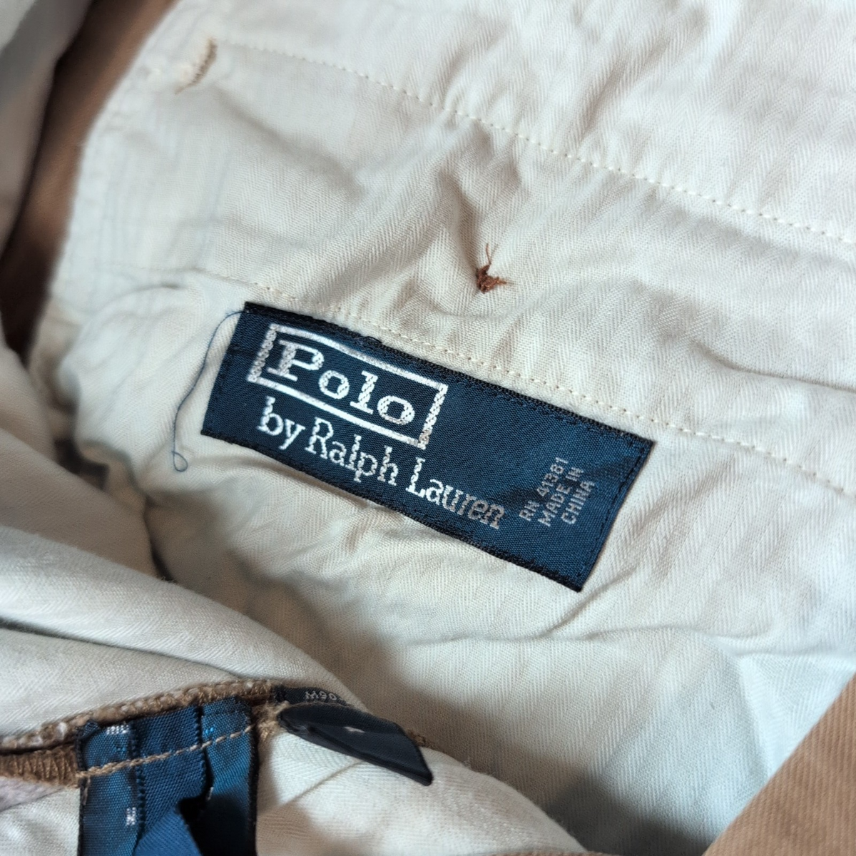 Pantalon Chino Polo Ralph Lauren W34 L32 Marron Lin Coton Homme