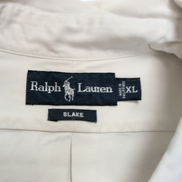 Chemise Ralph Lauren XL Vintage Blanche Coton Lourd Logo Bleu