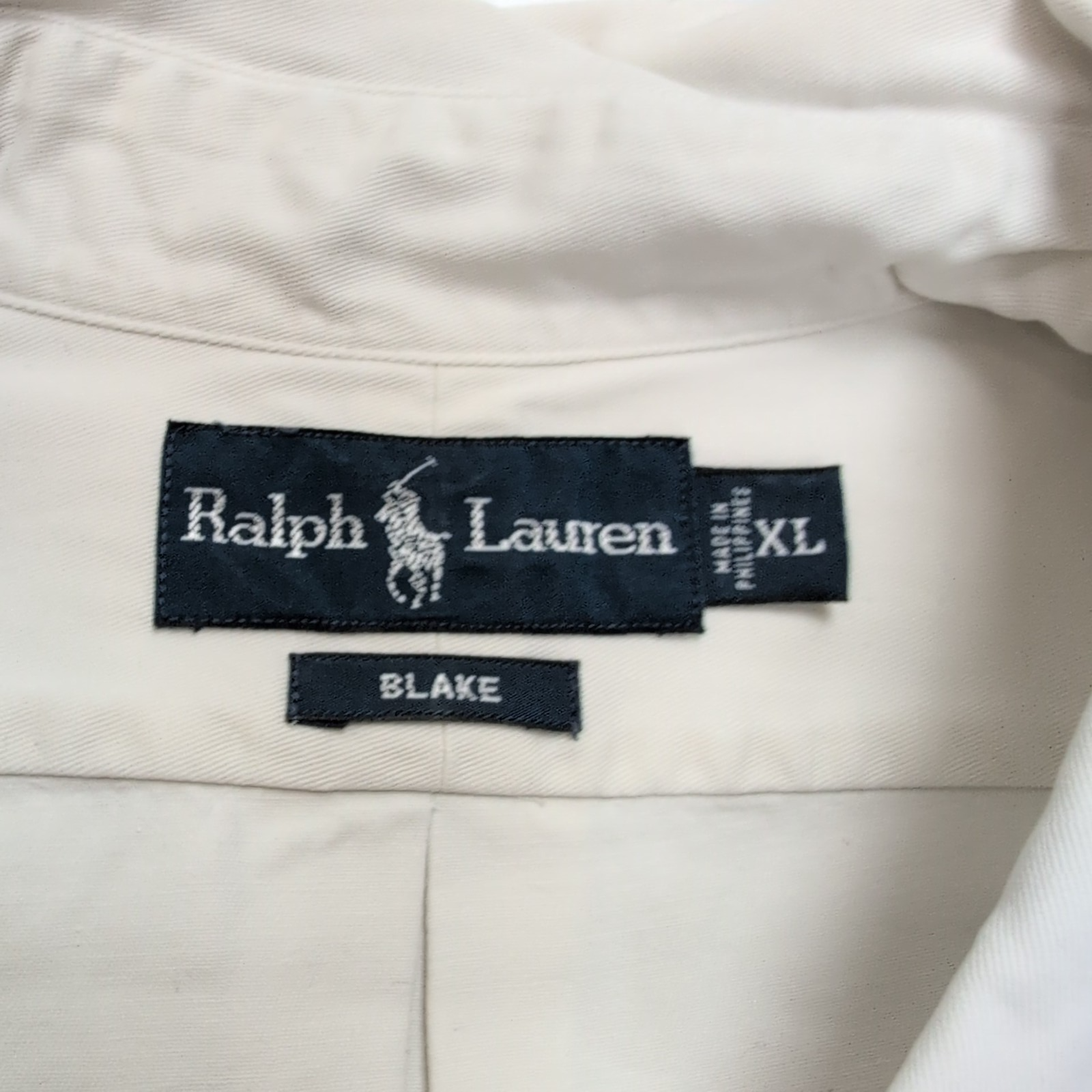 Chemise Ralph Lauren XL Vintage Blanche Coton Lourd Logo Bleu