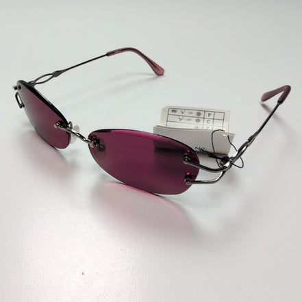 Lunettes de soleil Y2K Sans monture Verres violets Branches fines