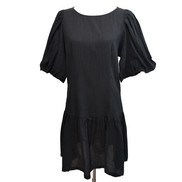 Robe MONKI T.M Noire Coton Manches Bouffantes Neuve Avec Étiquette