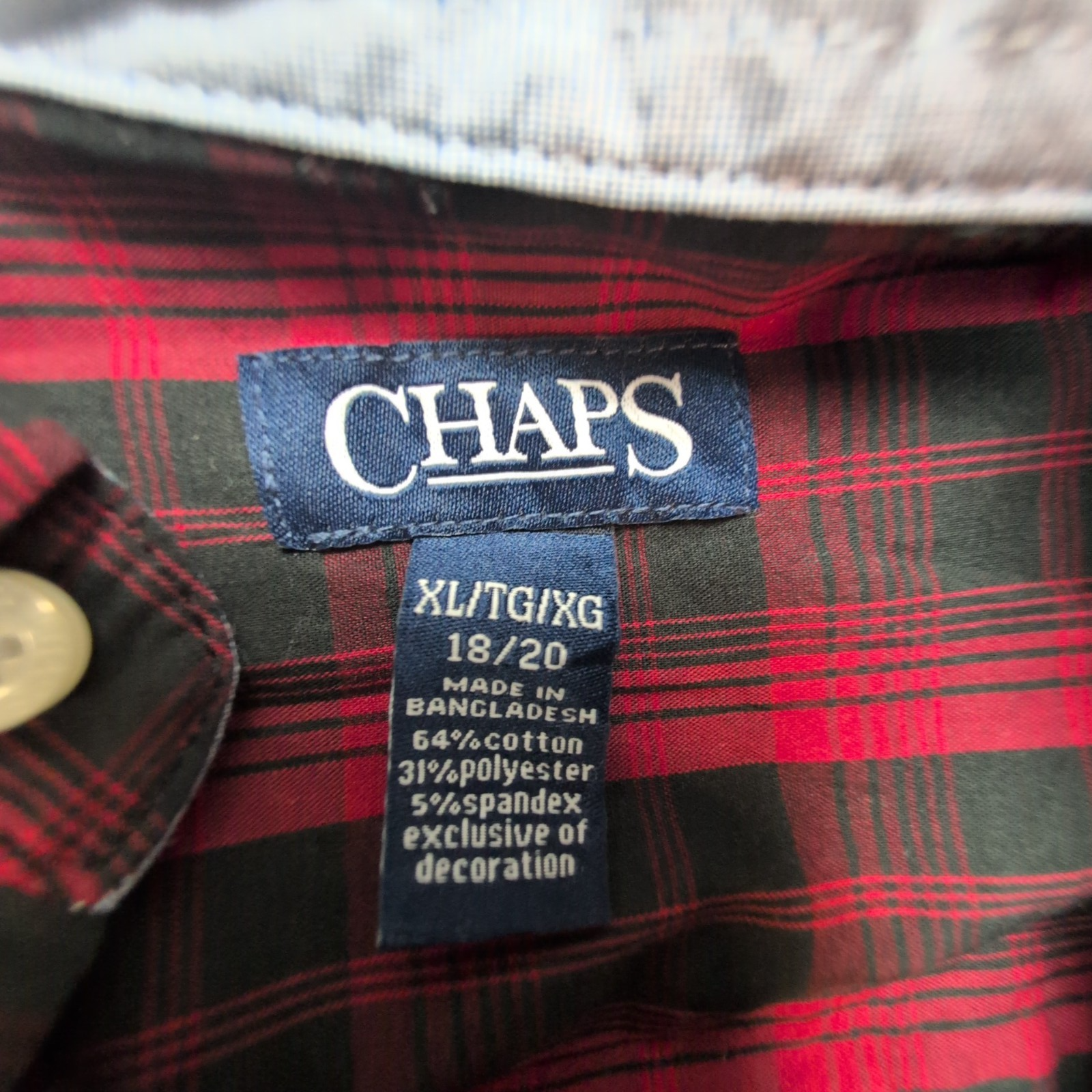 Chemise CHAPS rouge et noire à carreaux taille S (xl 18-20) #75e