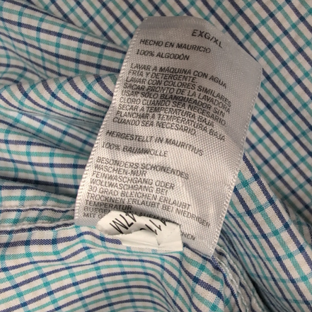 Chemise Nautica XL Bleu Marine Turquoise Carreaux 100% Coton manches longues
