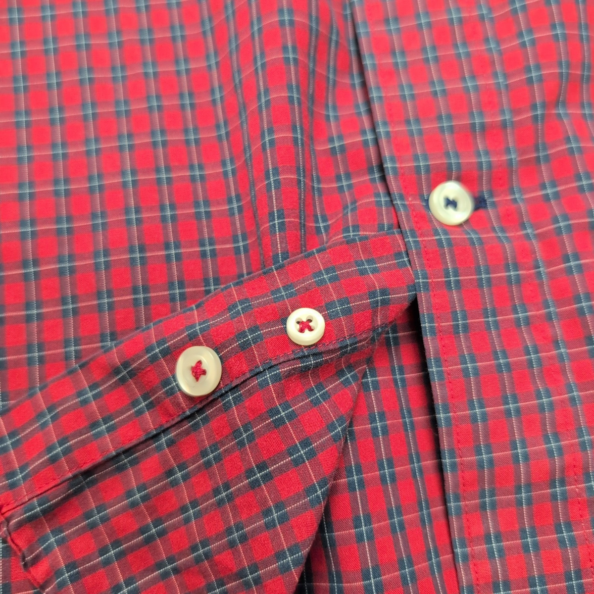 Chemise Nautica L Rouge Carreaux Logo Brodé Tencel Coton Homme