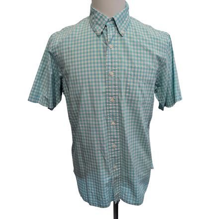 Chemise Ralph Lauren L Turquoise Carreaux Manches Courtes Coton Sans Logo