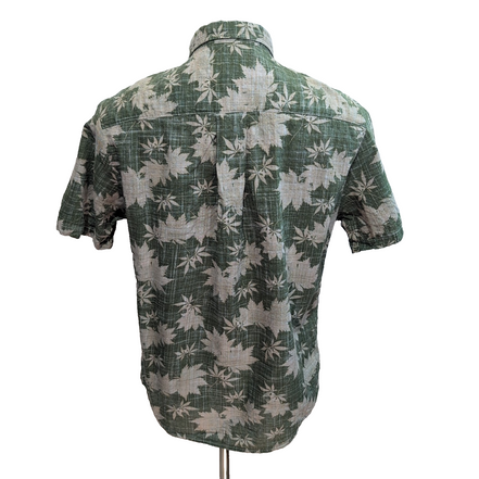 Chemise Hawaïenne Verte Feuillage Tropical Coton Viscose Taille S