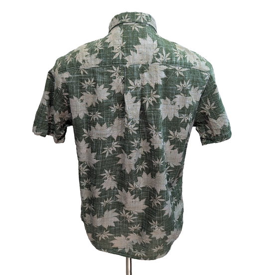 Chemise Hawaïenne Verte Feuillage Tropical Coton Viscose Taille S