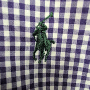Chemise Ralph Lauren Classic Fit L Vichy Violet Logo Vert Coton manches longues