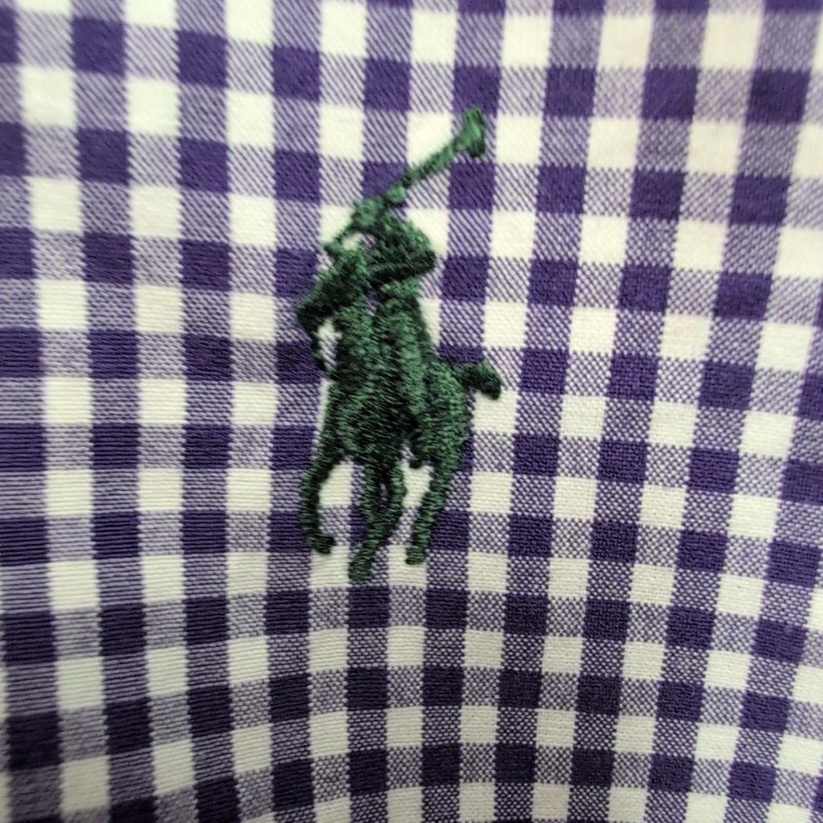 Chemise Ralph Lauren Classic Fit L Vichy Violet Logo Vert Coton manches longues