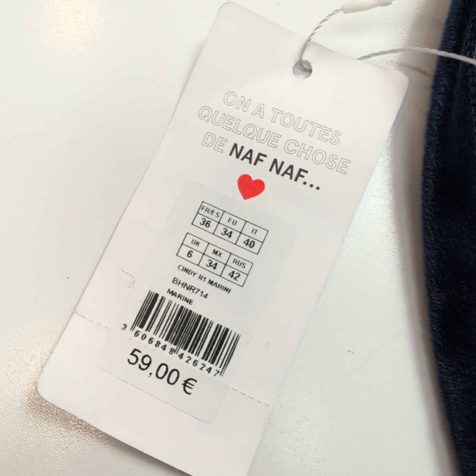 Robe Naf Naf T36 Bleu Marine Velours Stretch Neuve Avec Étiquette