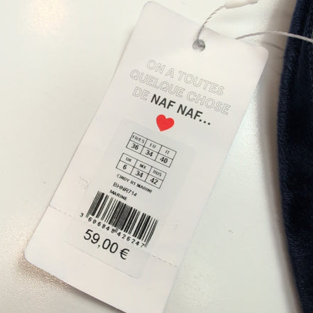 Robe Naf Naf T36 Bleu Marine Velours Stretch Neuve Avec Étiquette