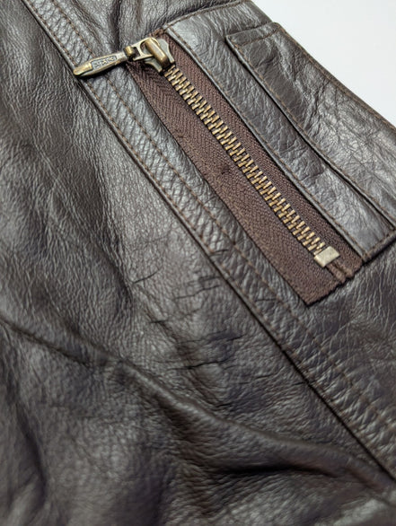 Blouson cuir marron Weekends vintage taille S #5c