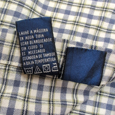 Chemise Nautica L Made in Macao Carreaux Bleu 100% Coton manches longues