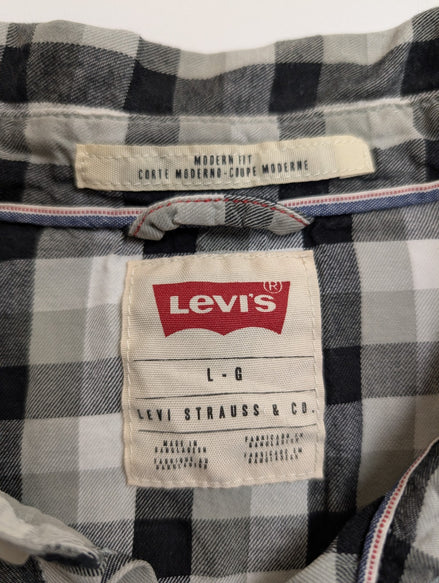 Chemise Levi's Western Noir et Blanc Carreaux Pressions Nacrées - Taille L
