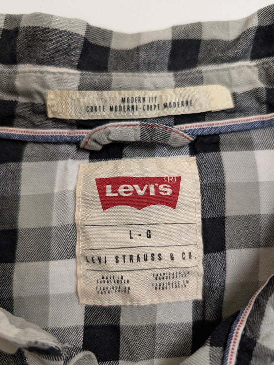 Chemise Levi's Western Noir et Blanc Carreaux Pressions Nacrées - Taille L